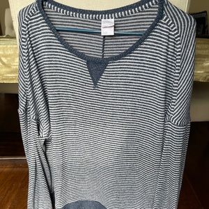 L soft blue and white striped sweater